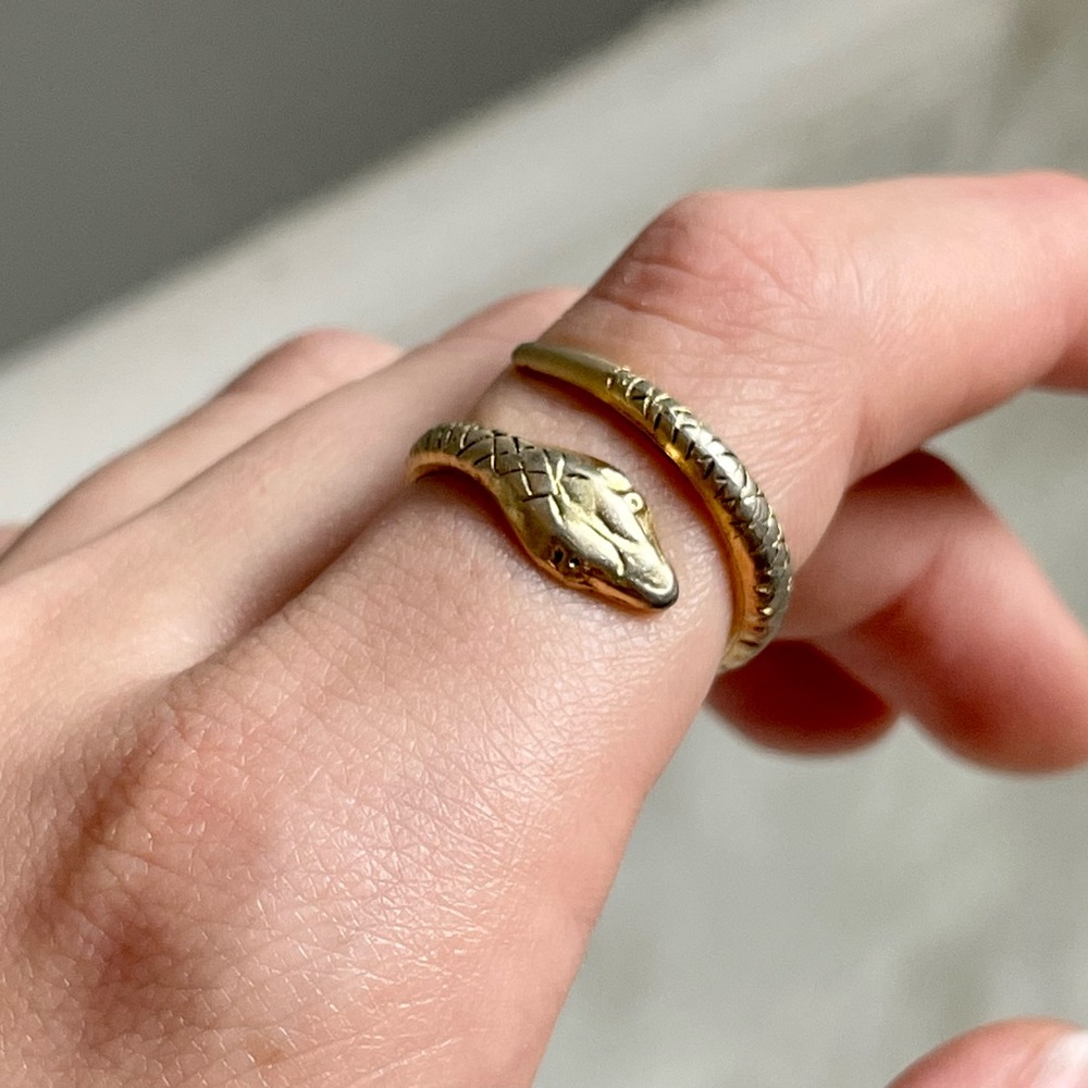 Tarnished Brass Wrap-Around Snake Ring